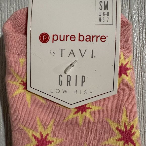 NEW Pure Barre X Tavi Barre Pink Bang Grippy Socks Gym Work Out Yoga Pilates - Picture 2 of 6